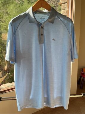 Tommy Bahama Light Blue IslandZone Polo with Contrast Placket